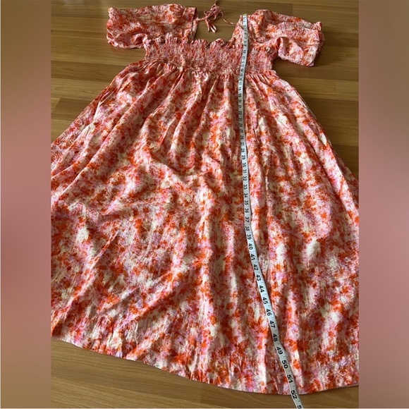 By Anthropologie Short-Sleeve Smocked Babydoll Midi Dress Size 1X - Picture 8 of 13